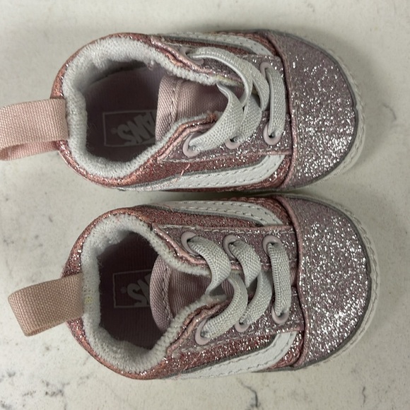 VANS Old Skool crib shoes Size 1 Baby Glittery Pink Kids Shoes - Picture 12 of 17
